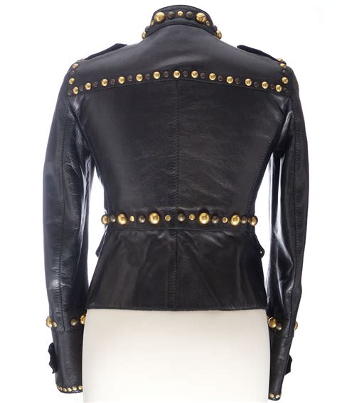 gucci studded leather jacket|gucci leather jacket women's.